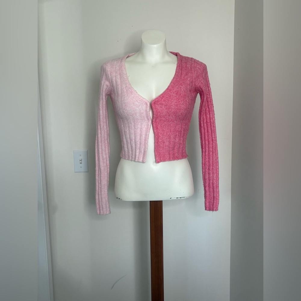 Happily Grey Colorblock Ribbed Cardigan XS - Picture 2 of 6